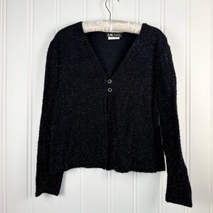 I.N. Studio‎ San Francisco Black Metallic Sweater Cardigan Women's 14 VTG USA